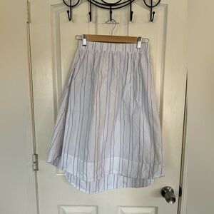 Pomelo White Black Pinstripe High Low Cotton Midi Skirt Size M